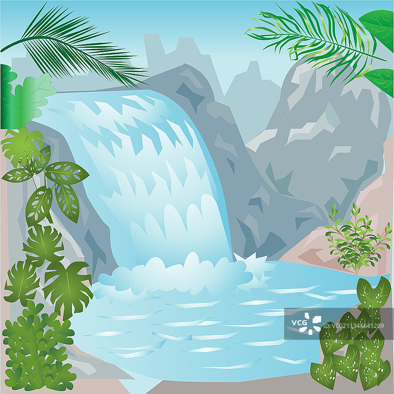 热带瀑布背景图片素材