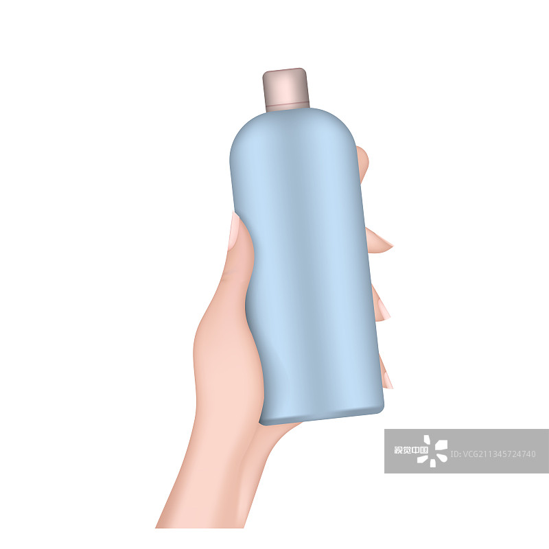 手握塑料瓶逼真的女性手图片素材