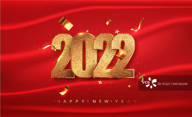 2022年新年快乐，金光闪闪图片素材