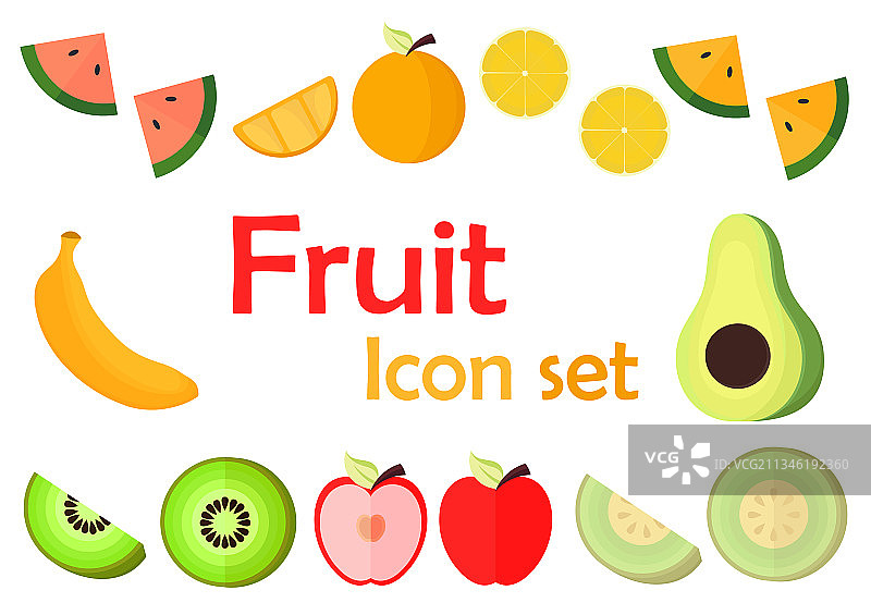 图标设置新鲜甜美的水果图片素材