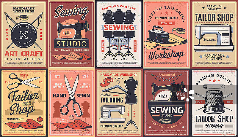 缝纫海报，裁缝店，工作室，服装制作图片素材