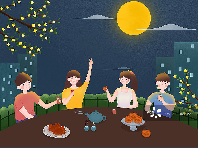 中秋节的晚餐图片素材