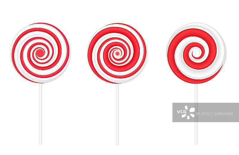 红白相间的圆形螺旋形棒棒糖图片素材