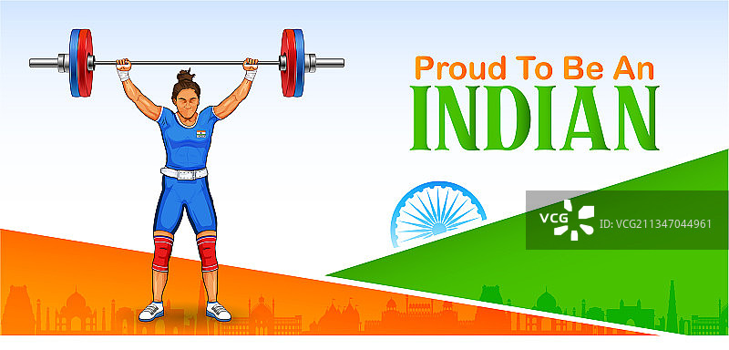 印度女子举重运动员图片素材