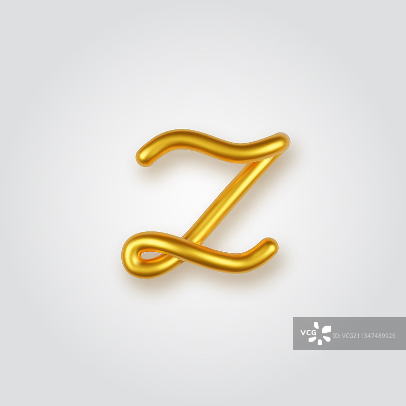黄金3d现实小写字母z上的一盏灯图片素材