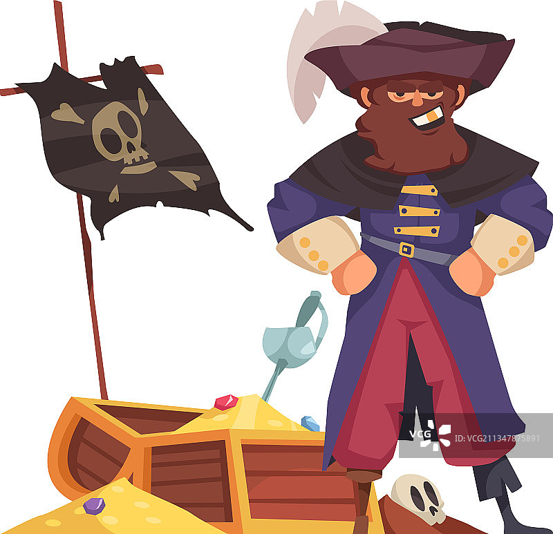 卡通的海盗船长图片素材