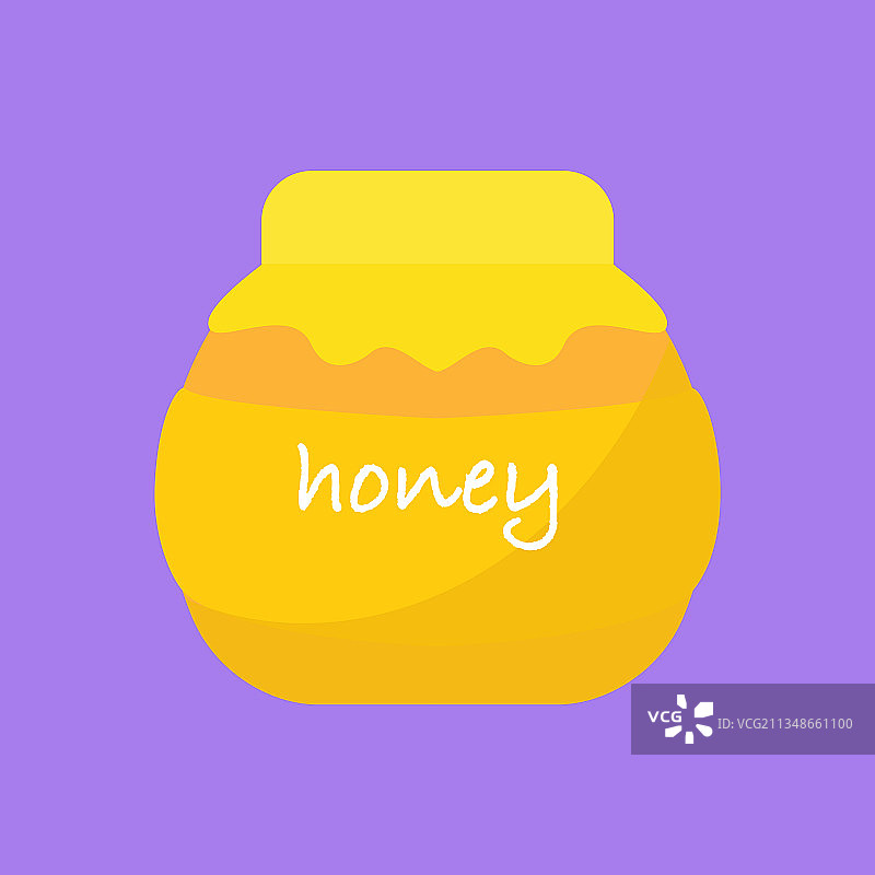 蜂蜜罐与金蜂蜜在平的风格美味和图片素材