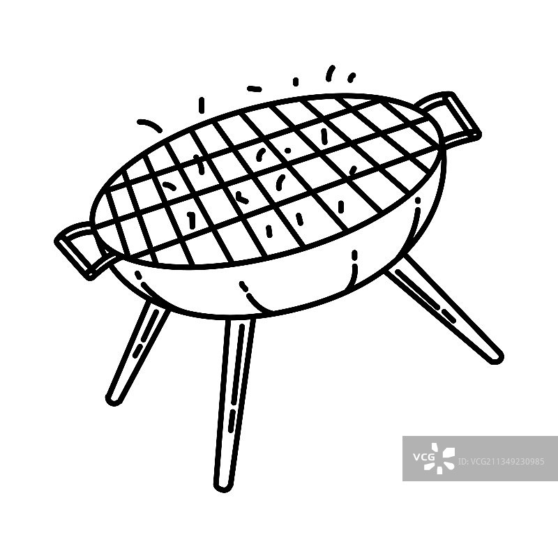 木炭烧烤派对图标涂鸦手绘或图片素材