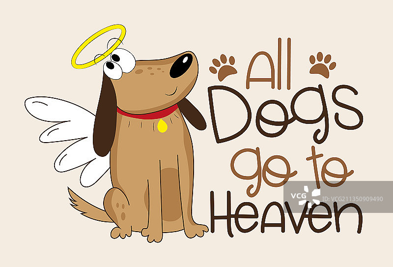 所有的狗都去天堂-可爱的手绘天使狗图片素材