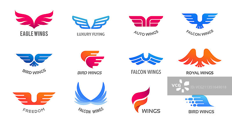 收藏的翅膀标志图标和符号快速图片素材