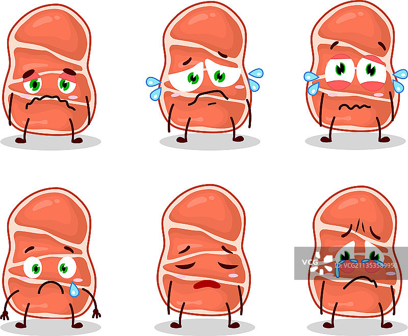 表情悲伤的熏猪肉卡通人物图片素材