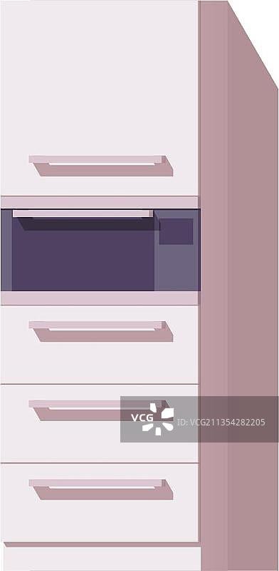 手绘插画风格厨房家具柜子扁平化元素图片素材
