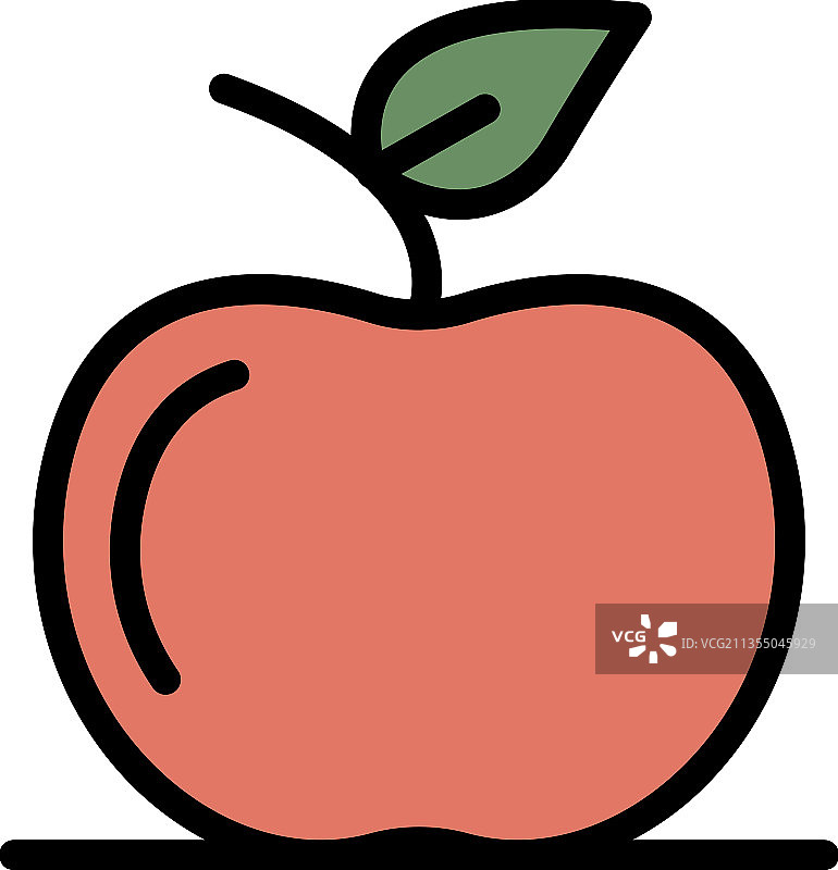 新鲜苹果图标颜色轮廓图片素材