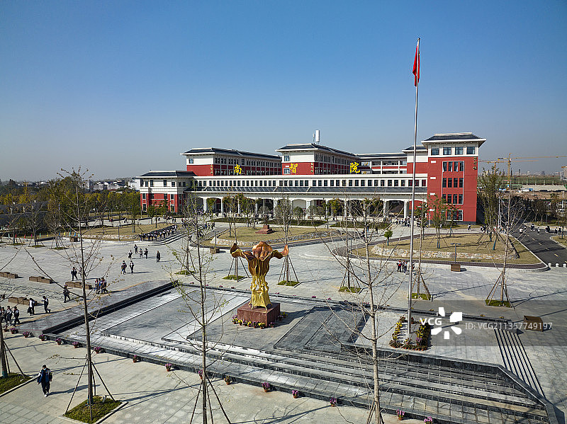 湖北省麻城市第一中学新校区尚智院航拍图片素材