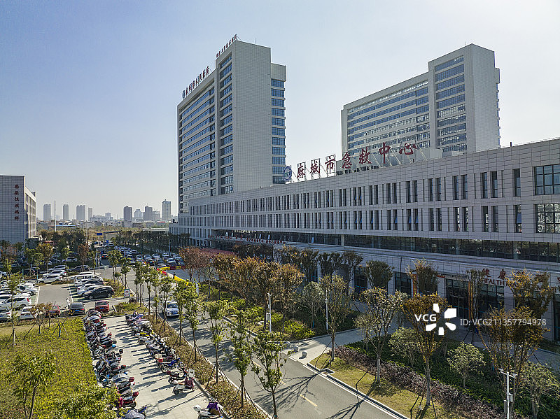 湖北省麻城市人民医院航拍全景图片素材