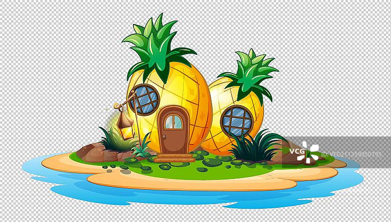 在海岛上的菠萝别墅图片素材