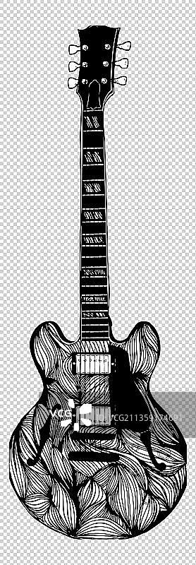 黑白吉他元素图片素材