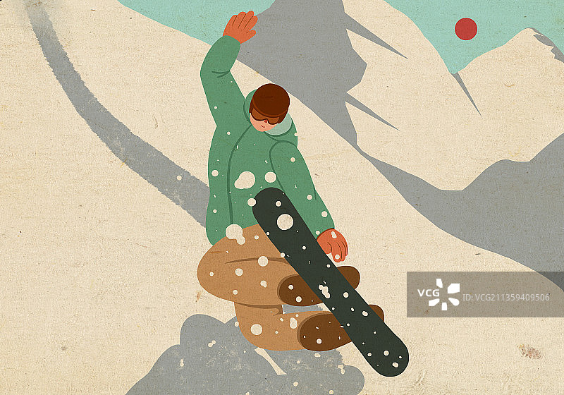 滑雪运动滑板项目插画海报图片素材