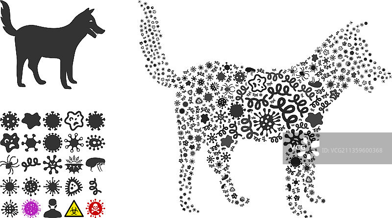 流感病毒的马赛克狗图标图片素材