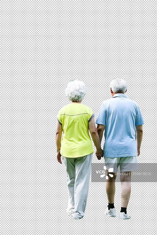 幸福的老年夫妇散步图片素材