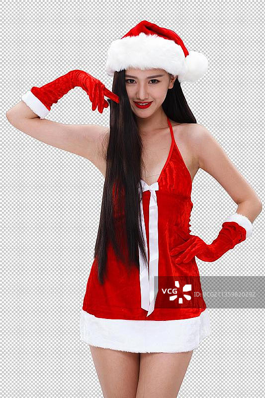 穿圣诞服的年轻女人图片素材