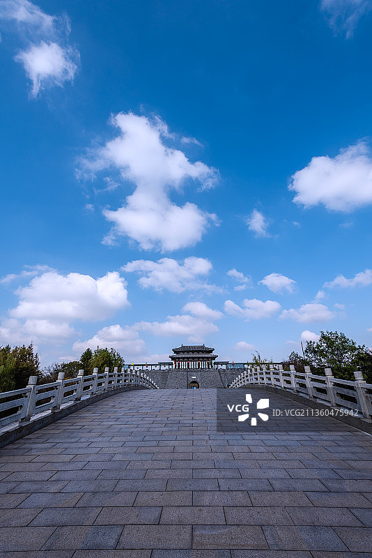 中国江苏扬州宋夹城的南门城墙城门古建筑图片素材