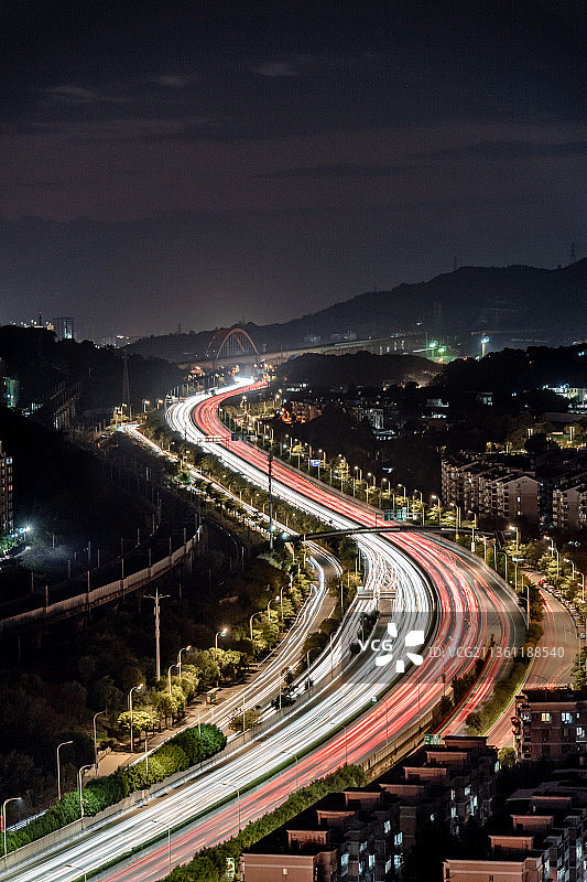 繁华城市 蜿蜒道路与光轨 福州图片素材