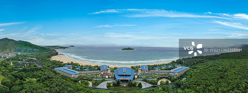 海南省万宁市石梅湾威斯汀度假酒店航拍视角图片素材