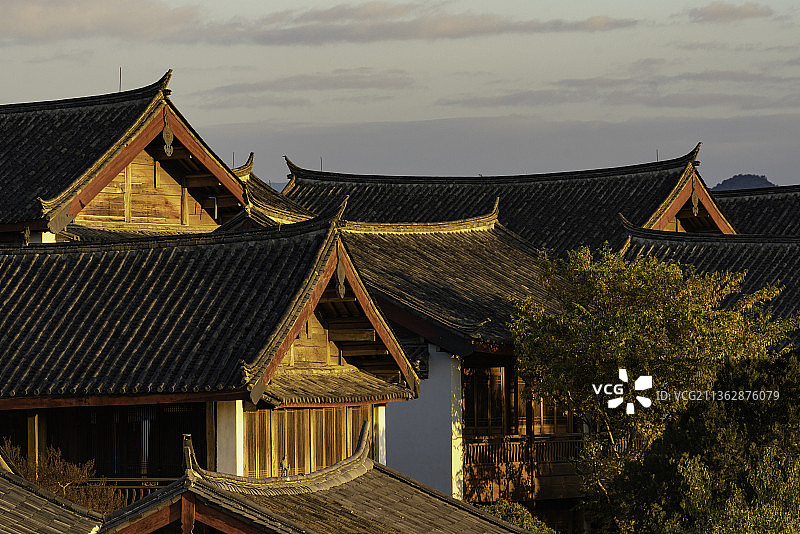 中国云南省丽江市丽江古城，大研古城的清晨图片素材