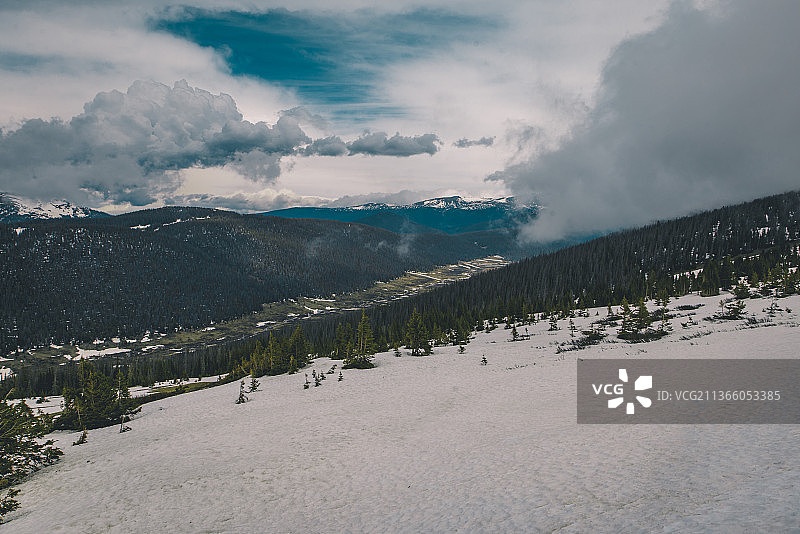 雪山，雪山对着天空的风景，埃斯蒂斯公园，科罗拉多州，美国图片素材