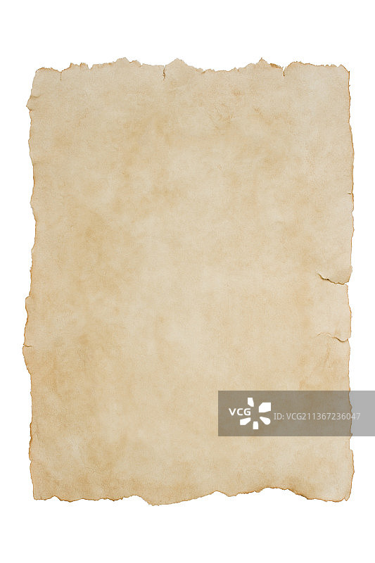 一张老纸在一个孤立的白色背景模拟图片素材