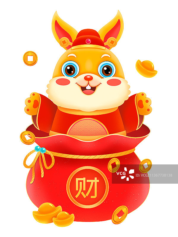 新年春节生肖兔年招财进宝图片素材