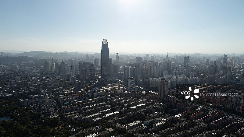 济南第二高楼绿地中心CBD航拍图片素材
