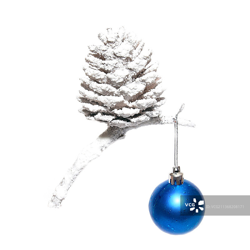 圣诞雪锥与蓝色的小玩意图片素材