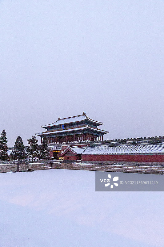 北京故宫神武门雪景图片素材