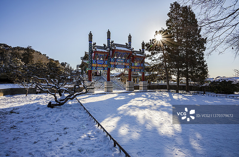 北京颐和园雪景图片素材