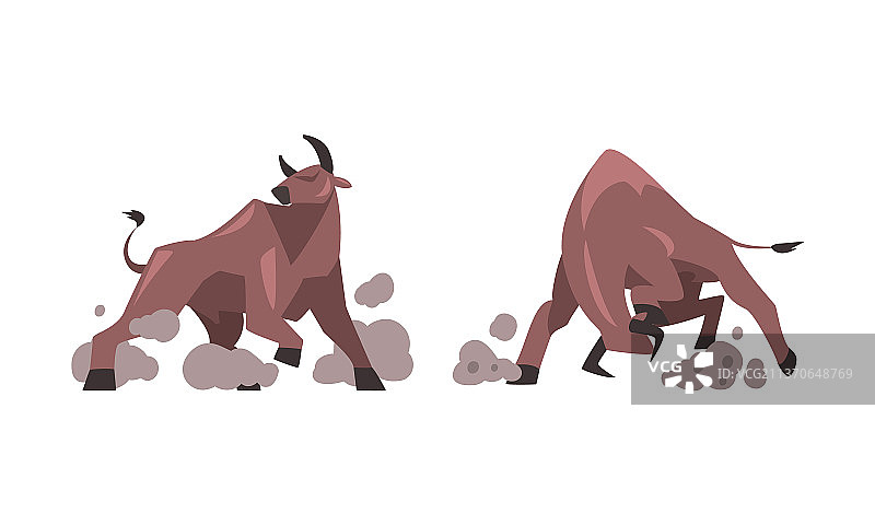 好斗的愤怒的肌肉公牛攻击卡通图片素材