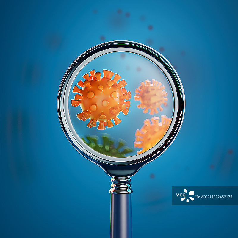 放大镜搜索和医疗病毒概念图片素材
