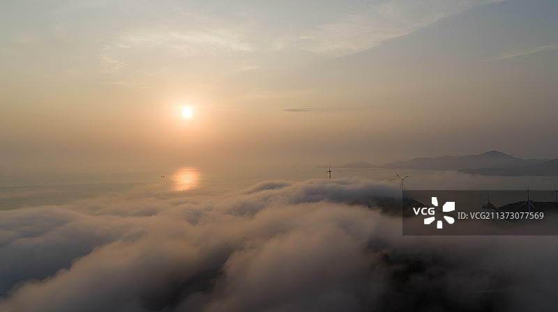 温州市洞头区海上云海夕阳图片素材