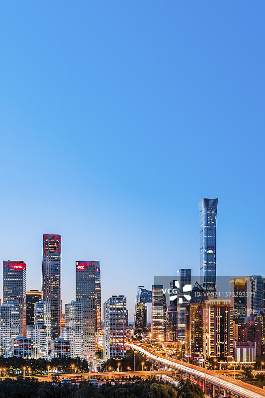 中国北京国贸CBD建筑群风光夜景图片素材