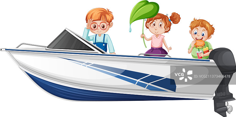 圣诞男孩和女孩站在一条船上图片素材