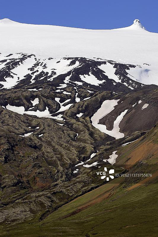 冷却熔岩流，Snaefellsjoekull国家公园，Snaefellsnes半岛，冰岛，欧洲图片素材