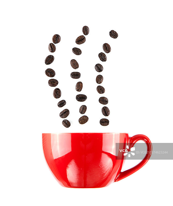 咖啡杯和创意咖啡豆图片素材