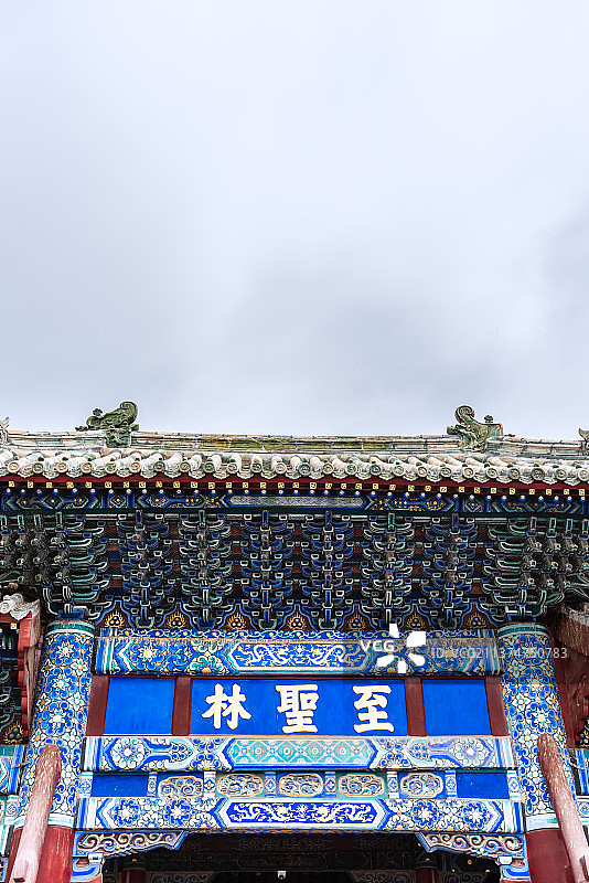中国山东曲阜孔林的正门大门图片素材