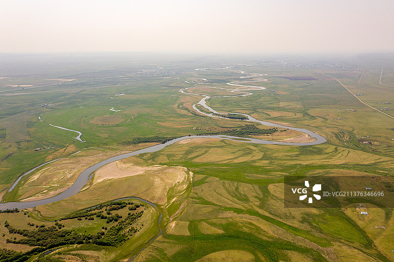 航拍内蒙古蜿蜒的河流图片素材