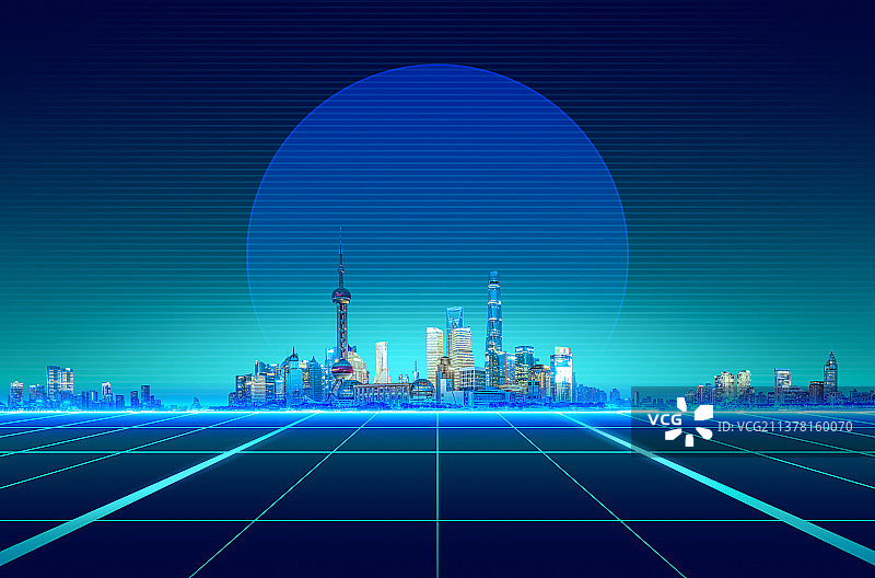 上海科技光线城市建筑背景图片素材
