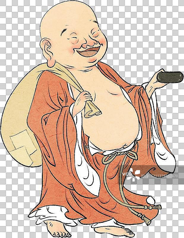 赤脚托钵的布袋和尚禅宗传统人物图片素材