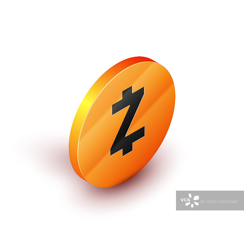 等距加密货币硬币zcash zec图标图片素材