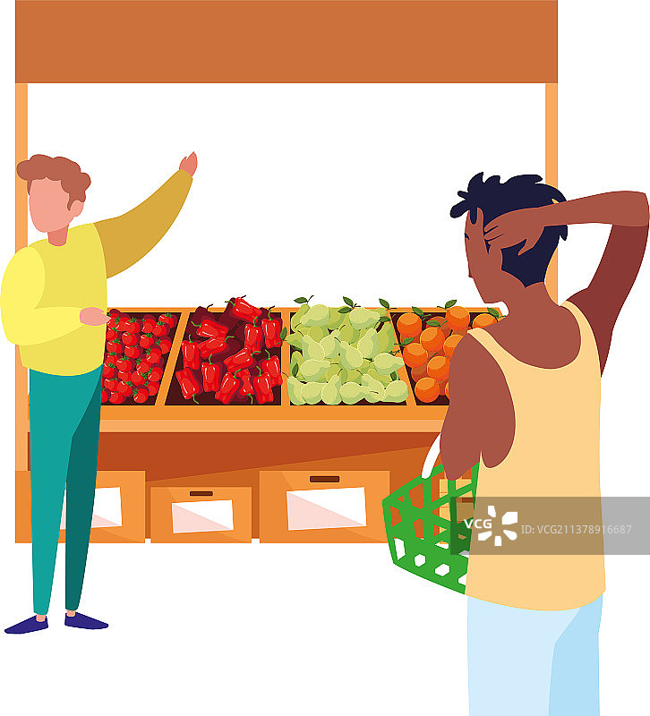 人们顾客农场摊位蔬菜和水果图片素材