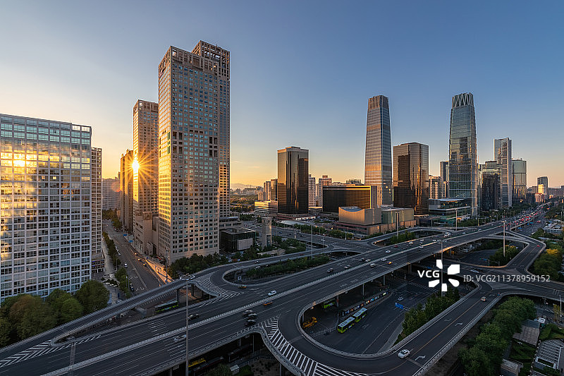北京国贸商业区商务建筑景观，城市天际线图片素材